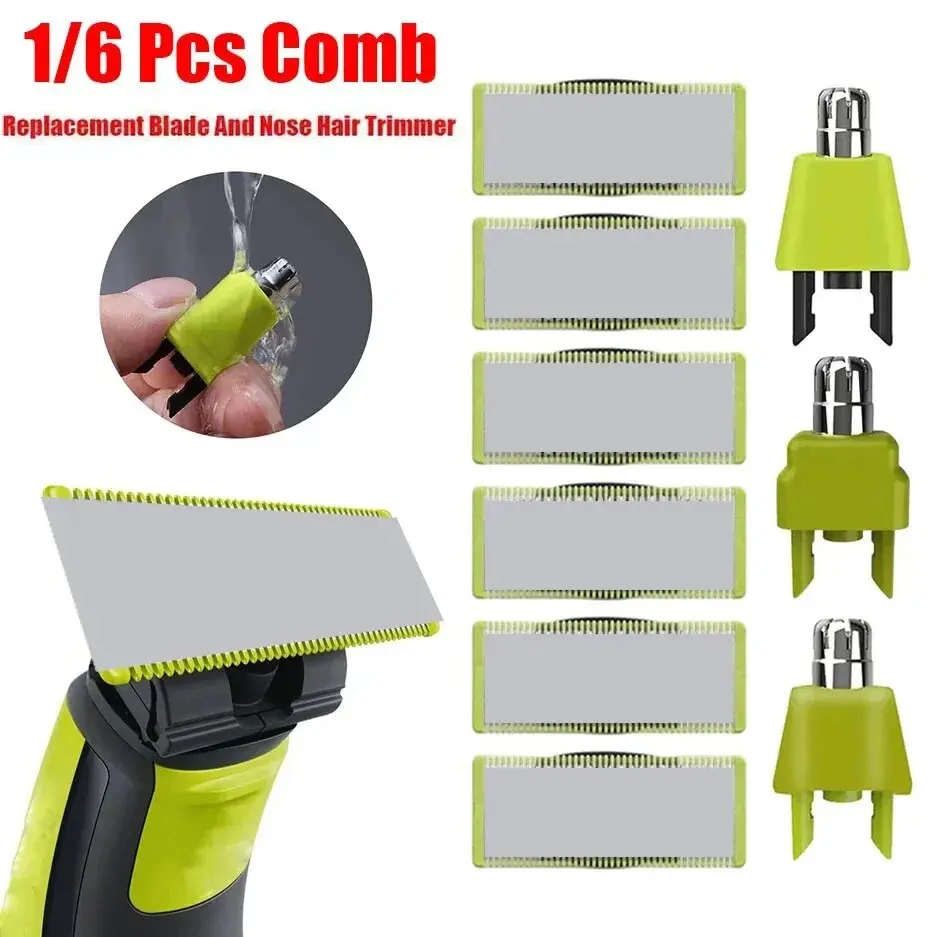 6 Pcs For Philips One Blade Replacement Blade And Nose Hair Trimmer Qp210 Qp220 Qp230 Qp2520 Qp2530 Qp2527 Qp2533 Qp2630 Qp6520