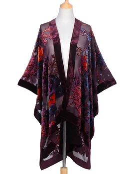 WeHello-Velvet Kimono for Women, Cardigan, Beach Cover Up without Tassel, Vacation Casual Shawl, Dropship, JYPF-34 1