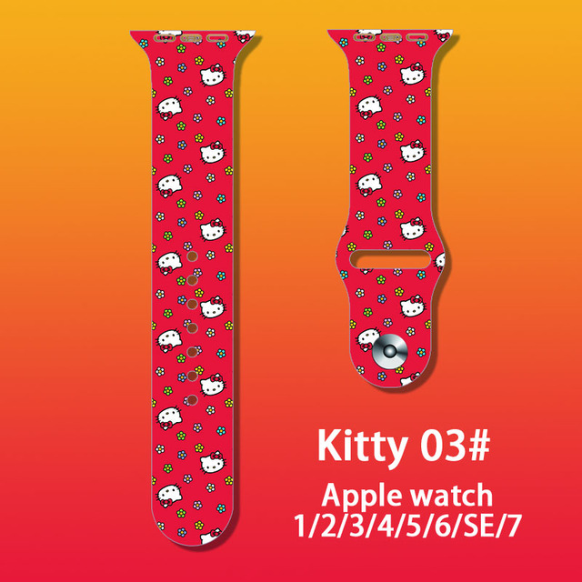 Cartoon Hello Kitty Silicone Strap For Apple Watch Band 41mm 45mm 44mm 42mm 40mm 38mm Bracelet For iWatch SE 7 6 5 4 3 2