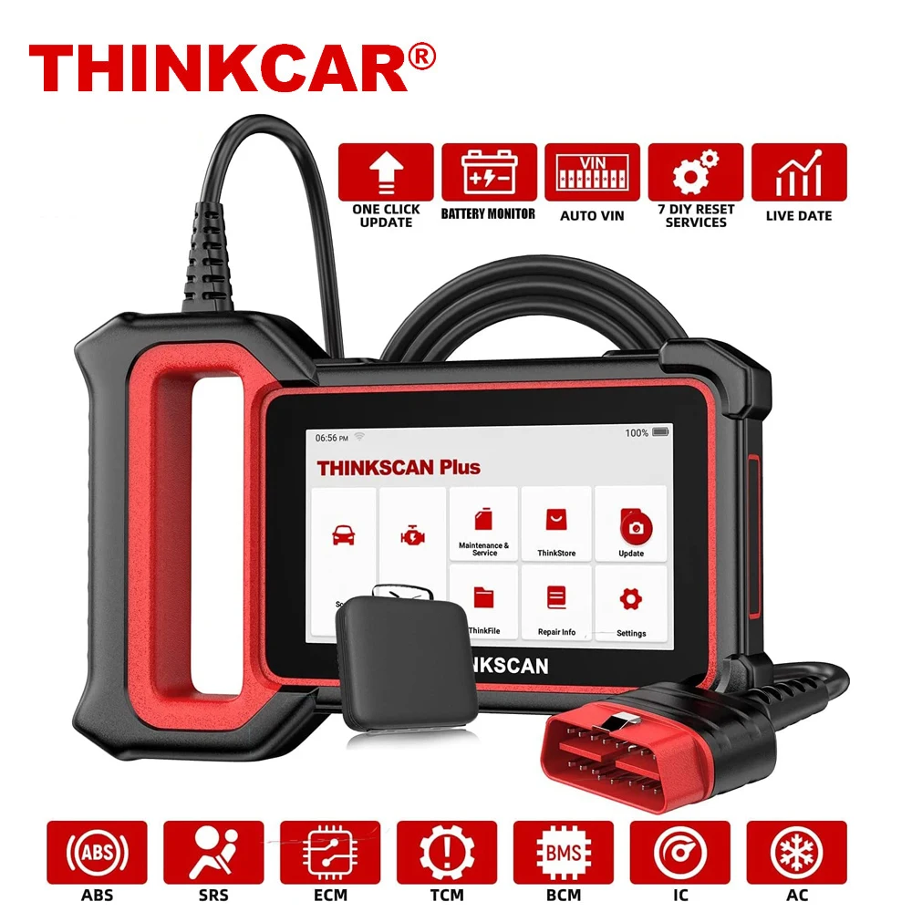 Thinkcar-Thinkscan mais a ferramenta diagnóstica do carro, TPMS, atualização vitalícia, varredor OBD2, ABS, SRS, motor, transmissão, BCM, ATAC, IC, S7, S4, S2