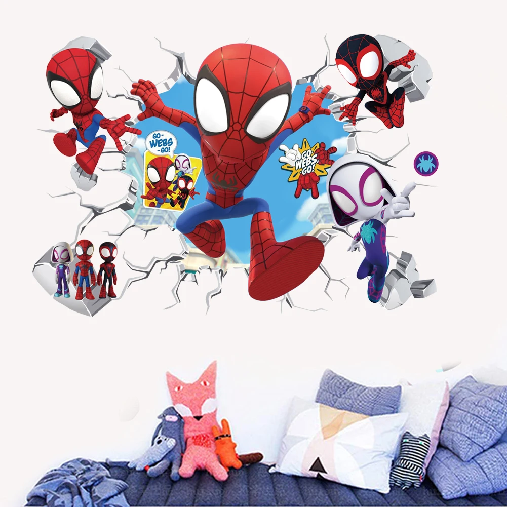 Cute-mini-Spiderman-Super-Heroes-Wall-Stickers-For-Kids-Room-Decoration ...