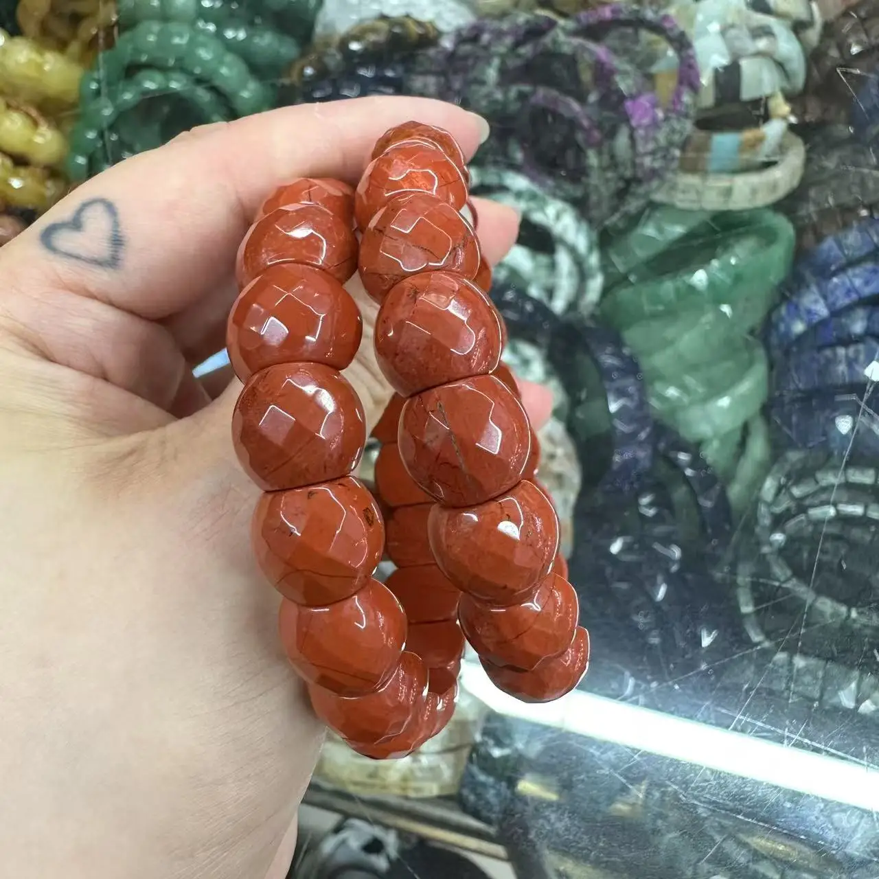 AAA Natürlicher Roter Jaspis Stein Verschiedene Größen Armband Natürlicher Edelstein Armreif DIY Schmuck für Frau für Paar Geschenk Großhandel! – Detail 12