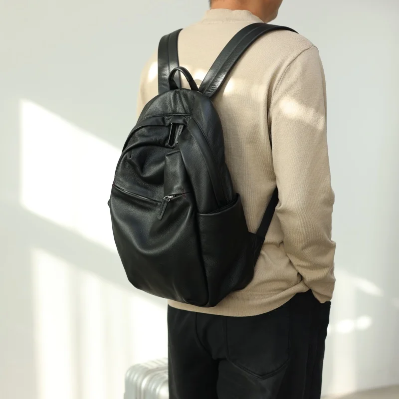 Luxury Genuine Leather Backpack With Computer Compartment Women And Men Soft Large Capacity Fashion Backpacks 5