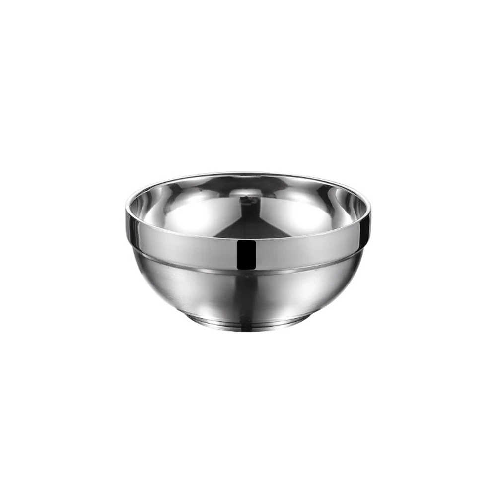 

Stainless Steel Bowl 11.5-18cm 1pcs Deep Dish Double Layer Salad Bowl Strong Tableware Durable Home Mixing Bowls
