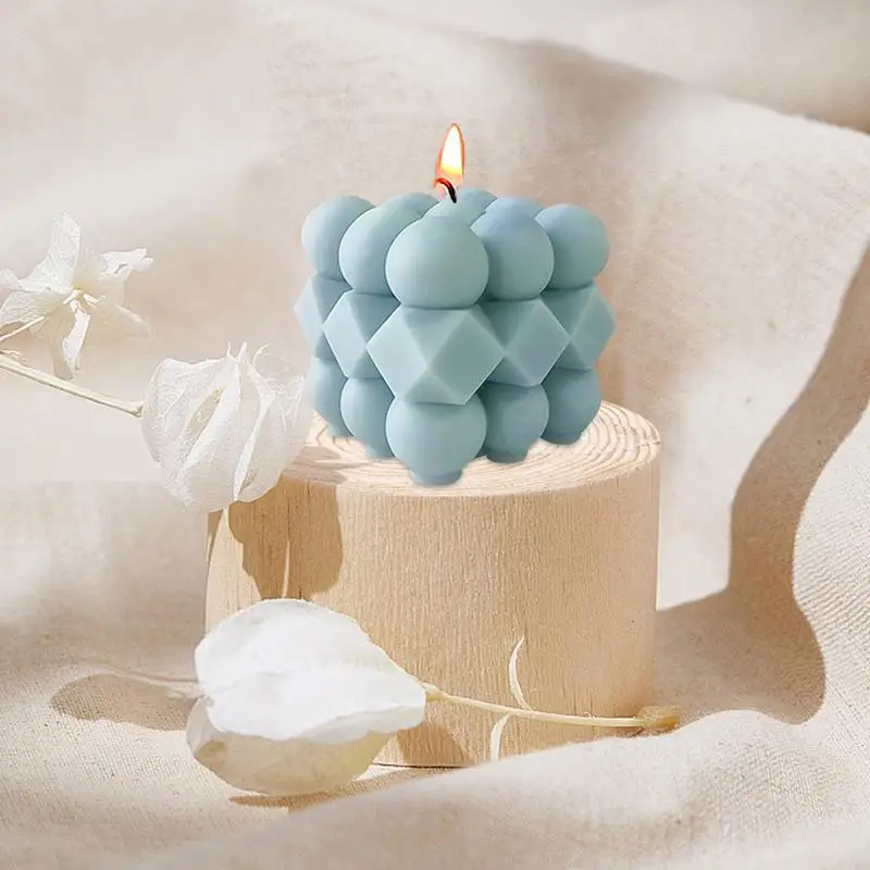 

Bubble Cube Candle Mold 3D Geometric Cube Silicone Mold DIY Aromatherapy Handmade Soap Making Chocolate Cake Baking Mould