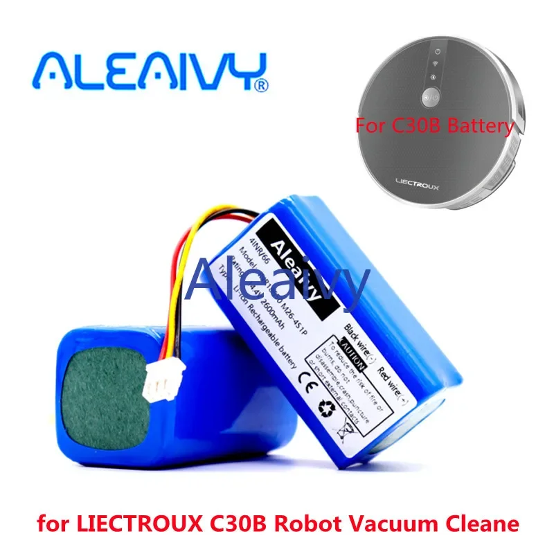 

Aleaivy 18650 14.4v 2600mAh Battery for LIECTROUX C30B E30 Robot Vacuum Cleaner, High Quality Lithium Cell,Cleaning Tool Part