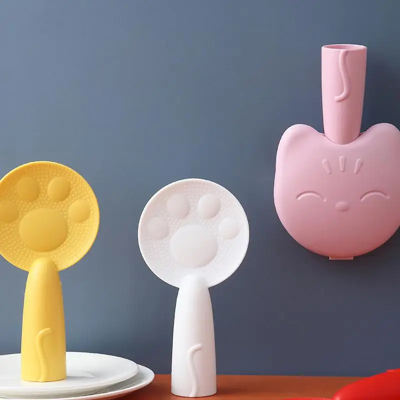 

Non Stick Rice Paddle Free Standing Rice Spoon Cat Shape Rice Scooper Rice Cooker Paddles Thickened Handle for Rice Cooking