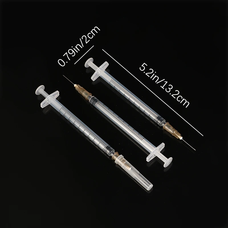 Disposable Plastic Syringe 10Pcs 1ml Pet Syringe With Hats Needles