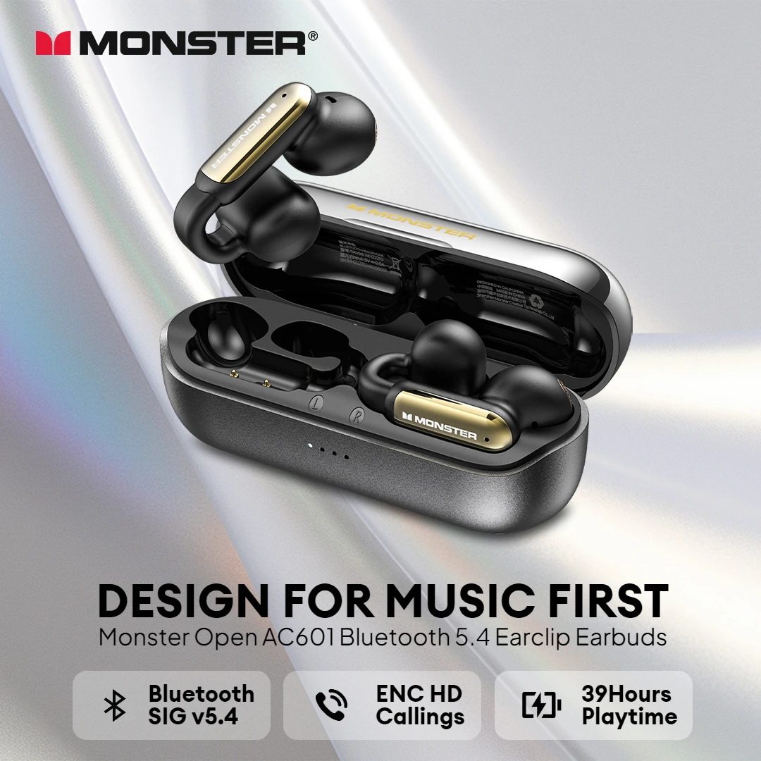 Monster OPEN AC601 Earclip Earbuds Clip on Bluetooth 5.4