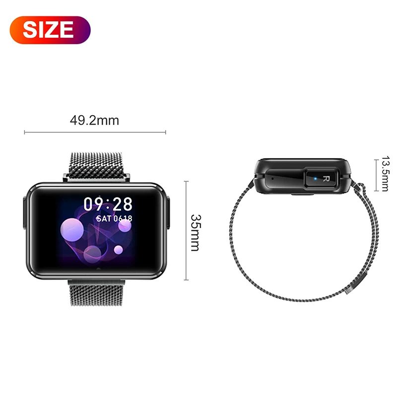 T91 Smart Watch Men TWS Wireless Bluetooth Headset 2020 1.4 Inch Big DIY Screen Bluetooth Call Weather Smartwatch