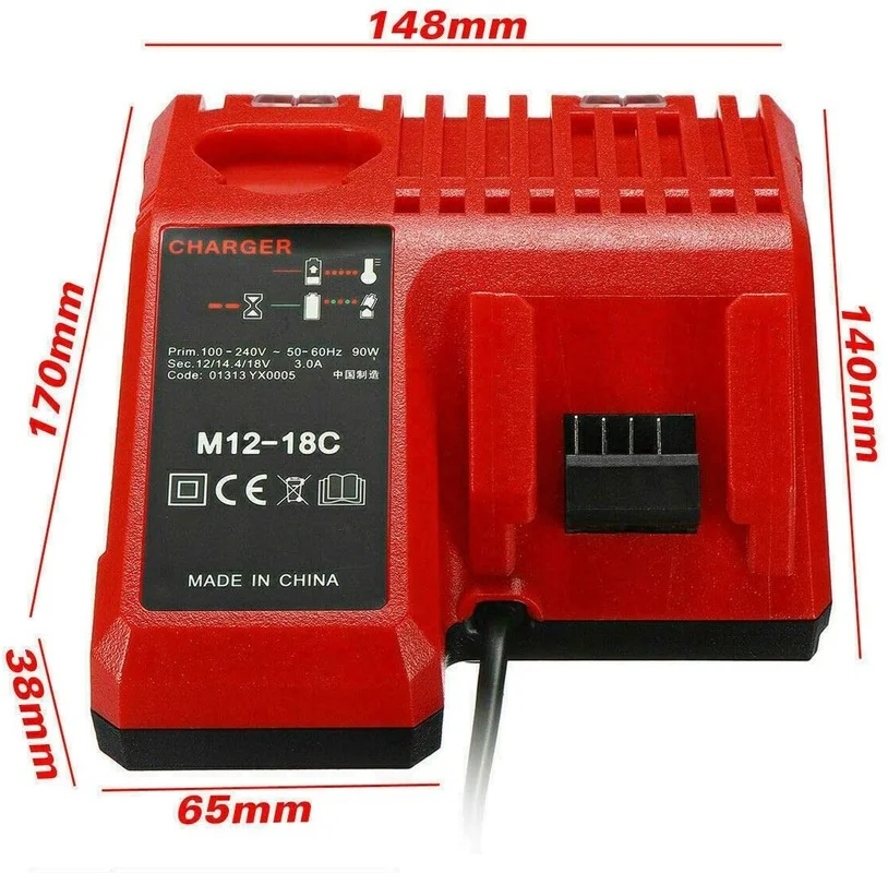 Rápida Substituição Carregador para Milwaukee Bateria m & 12 m & 18 m. 1218 12v 144 v 18v M12-18c N12 - Image 3