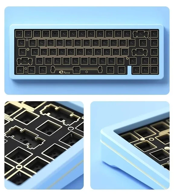 Akko-barebonesカスタムキーボードキット、ホットスワップ可能、fr4 