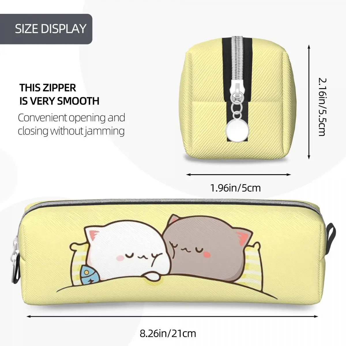 Peach And Goma Mochi Cat Sleeping Pencil Cases Cute Pencil Pouch Pen for Girls Boys Large Storage Bag School Supplies Gifts