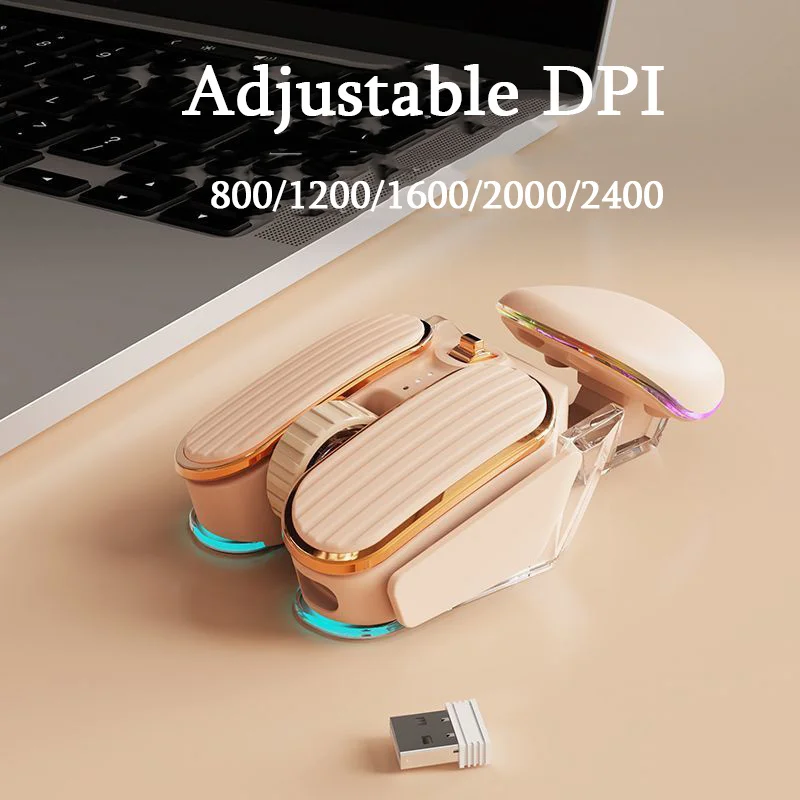 CHYI Bluetooth 2.4G Wireless Mouse Rechargeable Type-C Dual Mode Silent 2400DPI for Laptop PC