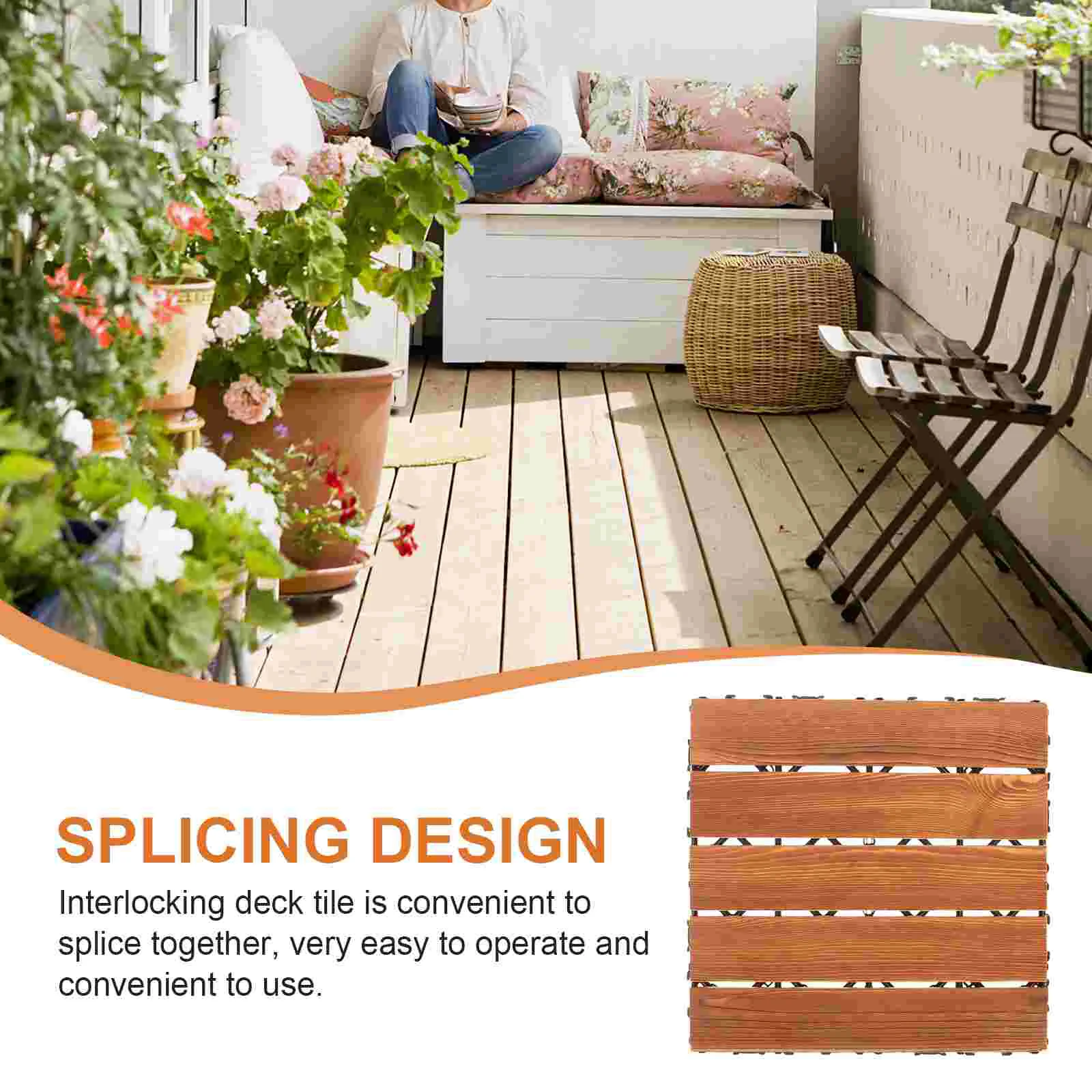 Garden Wood Floor Splicing Tiles Outdoor Interlocking for Walkway