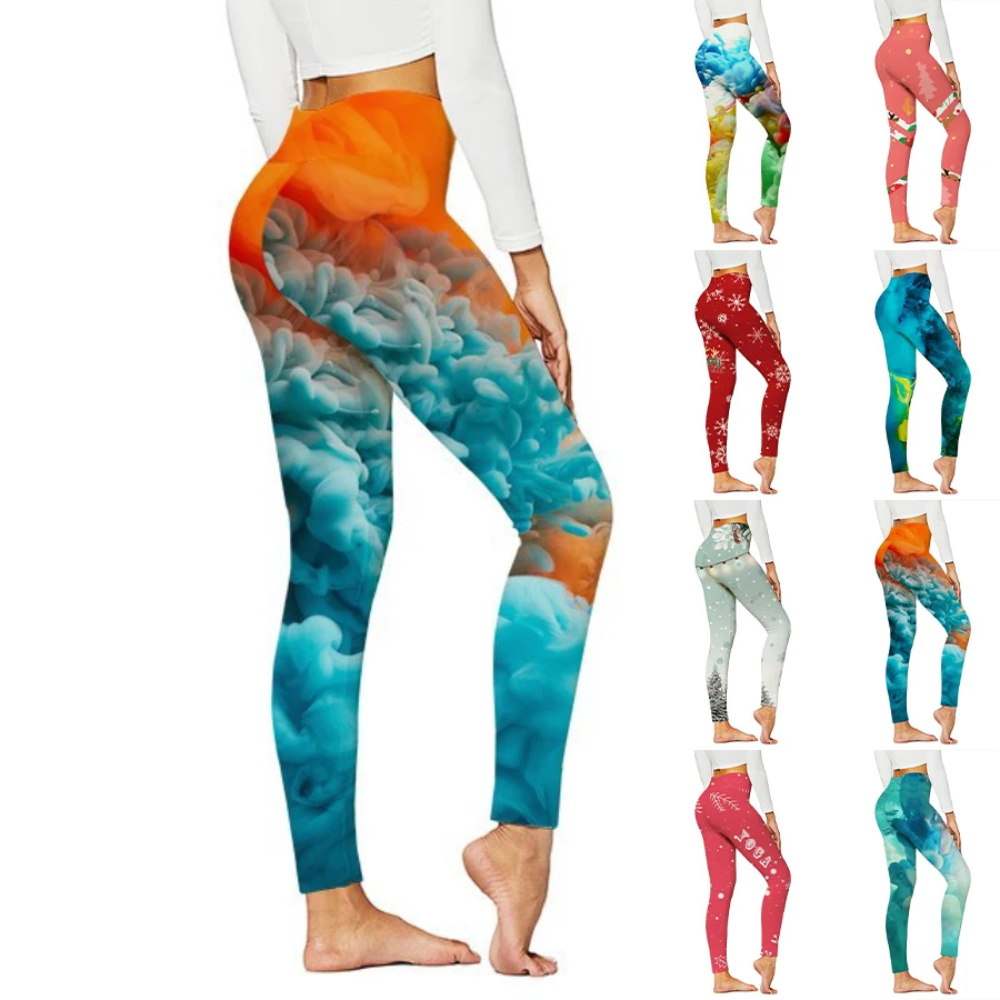 

Women's Basic Succulent Printed Yoga Pants Elastic Yoga Leggings Gym Jogging Fitness Clothes Quick Dry Slim Pants XS-8XL