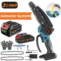 Jemi Tool 21V mini chainsaw, 6 inch electric chainsaw with automatic lubrication system for garden, yard 1
