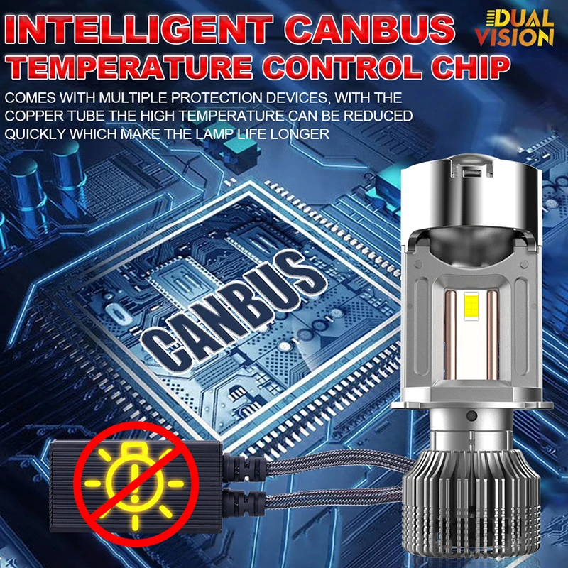 미니 LED 자동차 전구, Canbus 자동 헤드라이트 터보 램프, 이중 프로젝터 렌즈, 플러그 앤 플레이, 듀얼 H4 하이 로우 빔, 12V, 24V, 6000K, 300W