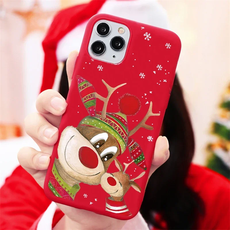 Festive Cartoon Christmas Silicone Shockproof Phone Case - New Year Gift Edition