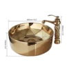 Monite Golden Plated Ceramic Round Bathroom Combine Faucet Set Lavatory Washbasin Sink Diamond Setting Mixer Faucet w/ Pop Drain 3