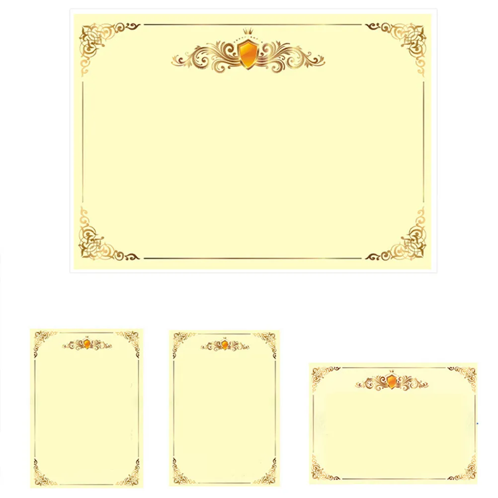 100Pcs 인증서 용지 A4 21x29cm 골드 테두리 호환 잉크젯 포일 양각 씰 리본 학업상 졸업용