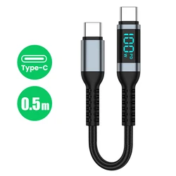 Enhanced Product Title:  
100W Type C Super Charge Cable with Digital Display, Length Options 0.5m - 2m (Black 0.5m)