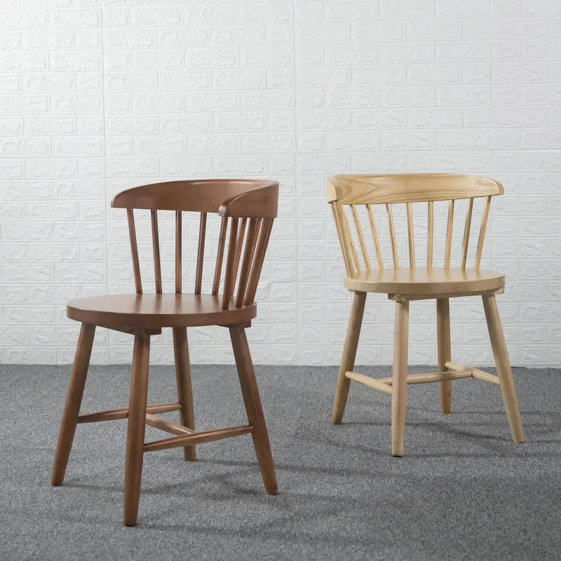 

Home ash solid wood dining chair vintage armrests dining table chairs study chairs hotel restaurant stools back chairs