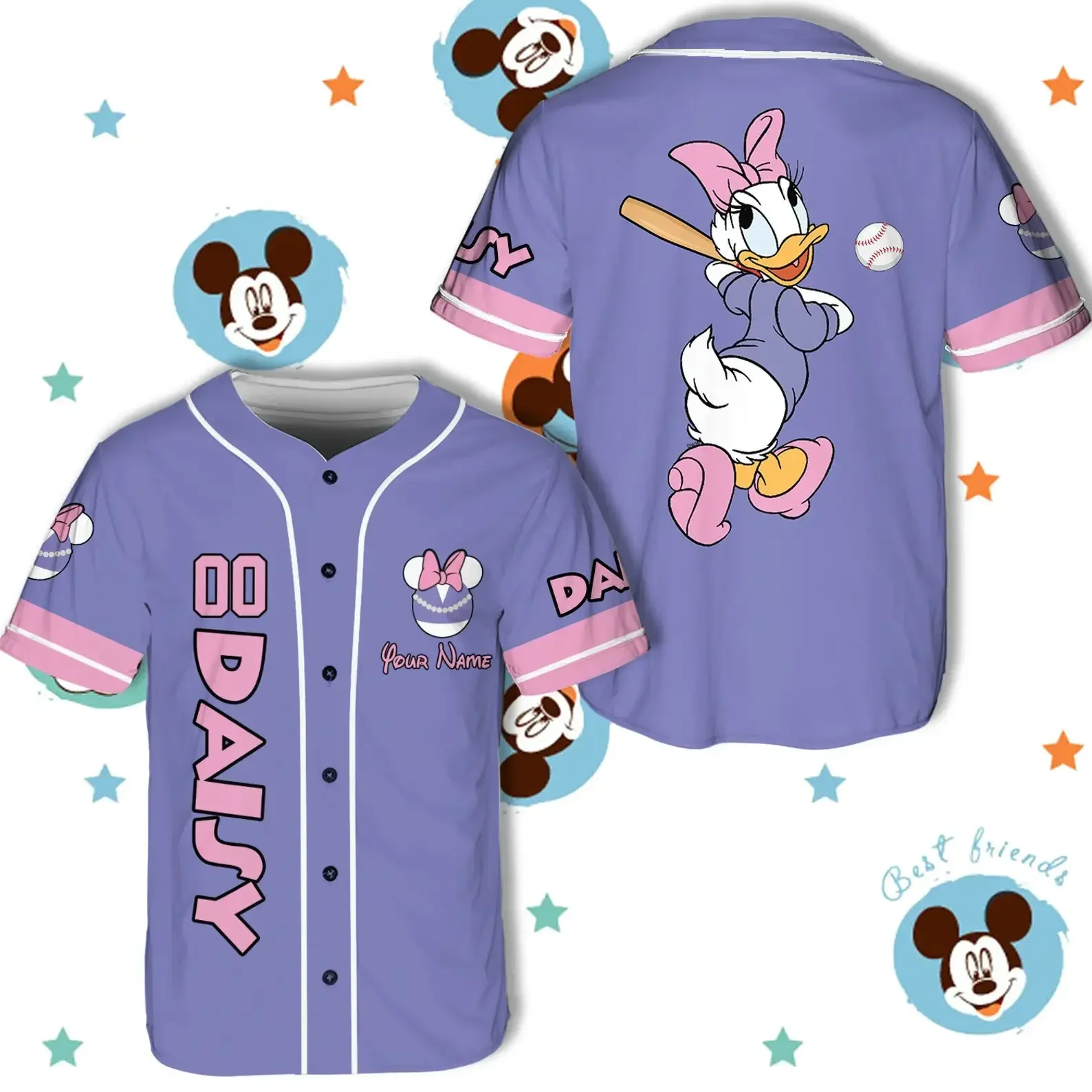 

Custom Name Disney Baseball Jersey Game Day Baseball Jersey Mickey Minnie Stitch Baseball Jersey Mens Womens Short Sleeve Shirts