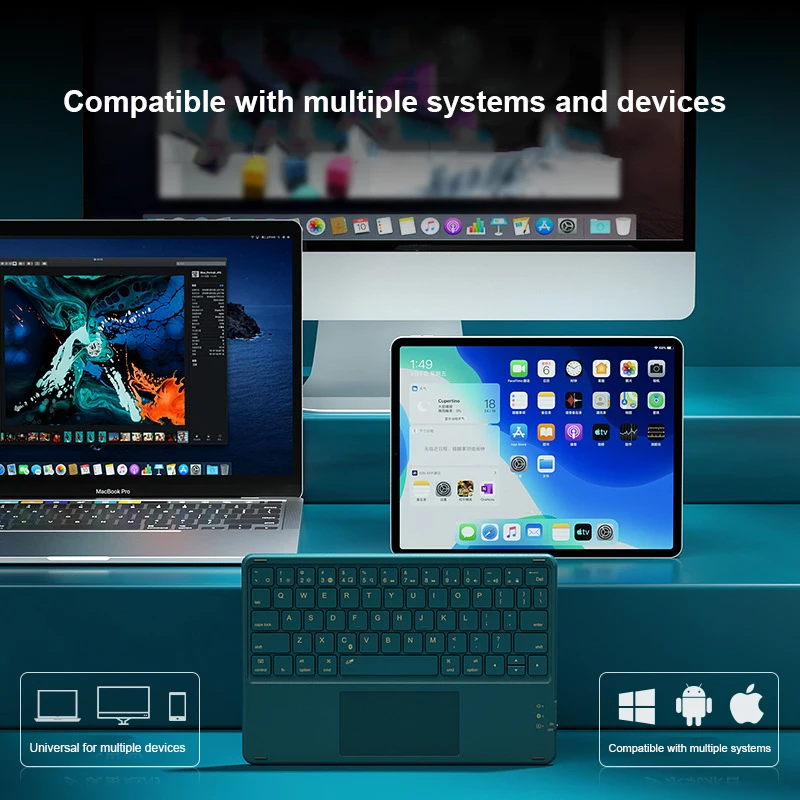 Teclado sem Fio Bluetooth Touch Tablet Android Ios Windows pc Gamer Ipad Mouse ar para Xiaomi - Imagem 3