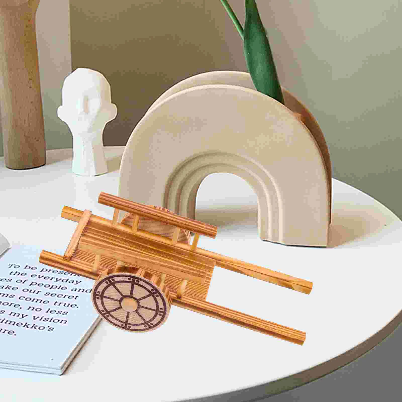 

Miniature Farm Trolley Model Simulation Tiny Cart Toy Wheel Barrow Pulling Cart Dollhouse Garden Furniture Kid Pretend Play Toys