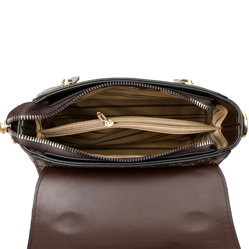 Vintage Women's Tote Bag Stylish PU Handbag Shoulder Bag with Golden Letter "M" Design Detachable Strap Perfect for Everyday Use