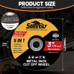 Pack of Metal Cutting Discs - 75mm Resin Circular Saw Blades with 10mm Hole - 10mm (5pcs    75mm)