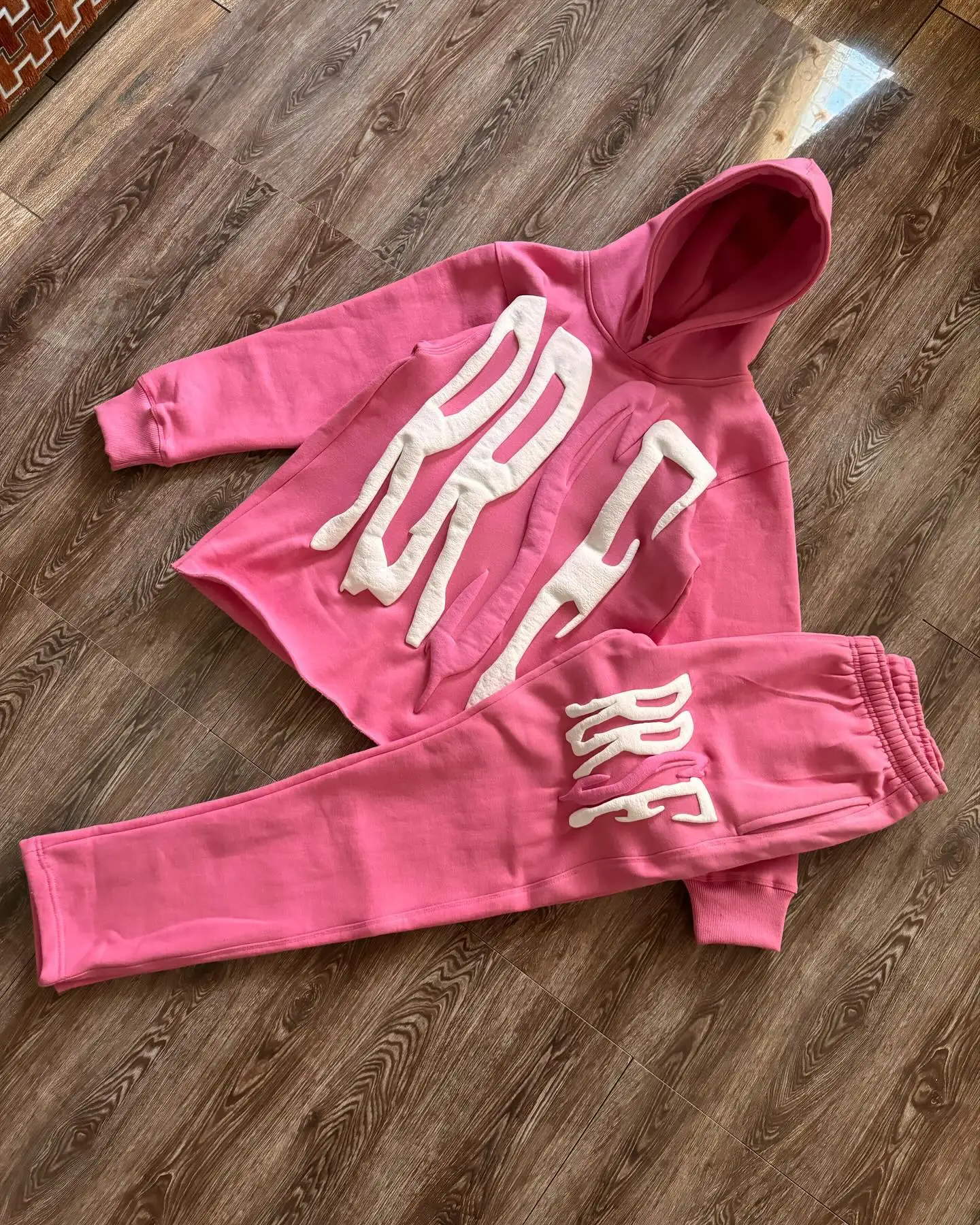 3D Letter Foam 2 Piece Set Tracksuit Men Y2k Set Sweatpants Tracksuit Men and Women Streetwear Hip Hop Casual Oversized Hoodie 5