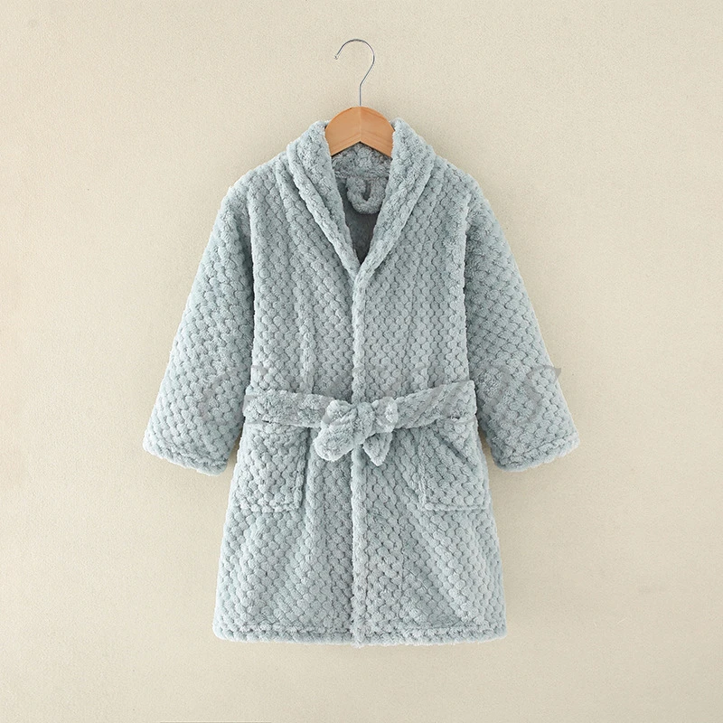 Long Sleeve Children's Bathrobe Sleepwear Kids Robes Lovely Boys Bath Towel Autumn Winter Girls Bathrobes Home Clothes 4-14Years
