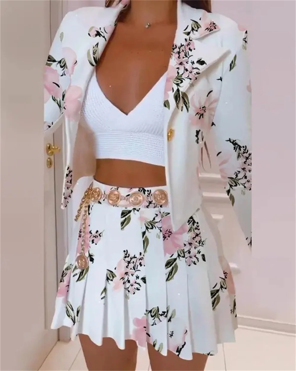 2023 New in Women Dresses Sets Long sleeves Blazers + Mini Skirt Suit Female Clothes Fashion Office Lady Formal Two Pieces Set