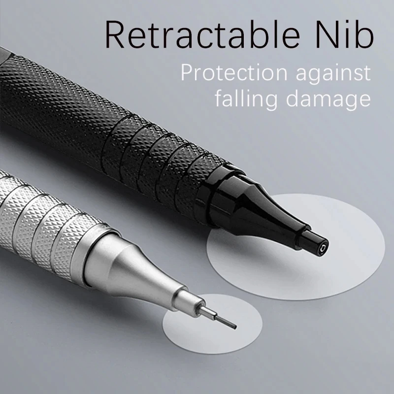 Mechanical Pencil 2.0mm Low Center of Gravity Metal Drawing Special Pencil Office School Writing Art Supplies(1pencil+1box lead) 3