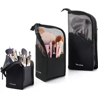 Travel Makeup Brush Bag Portable Cosmetic Brush Holder Organizer Waterproof Stand-Up Makeup Brush Pouch Zipper Toiletry Bag 1