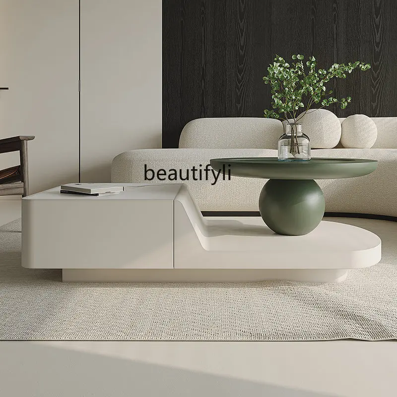 

zq Italian Minimalist Baking Finish Tea Table Living Room Home Small Apartment New Cream Style Tea Table