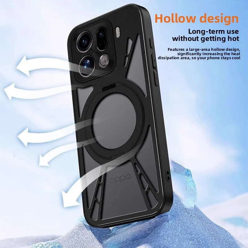Ultra-Thin Magnetic Metal Case with Rotating Heat Dissipation Bracket and Shockproof Bumper