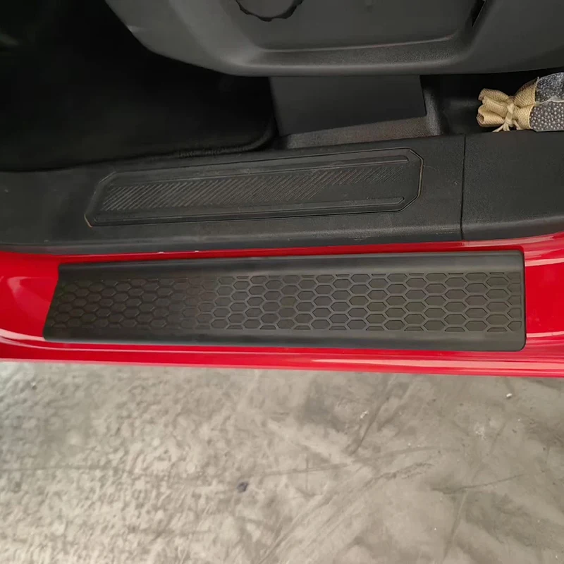Car Door Sill Guards Protectors Black Front Rear Door Entry Guards Protectors Scuff Plate for Ford Bronco 2021+ 5