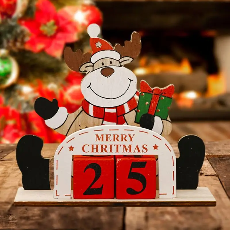 Christmas Old Man Calendar Wooden Christmas Ornament Countdown Signs Countdown Calendar Tabletop For