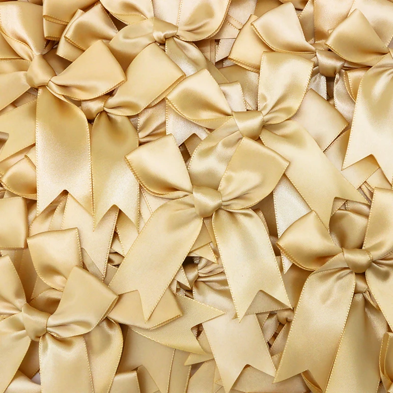 Satin Ribbon Bows Ribbon Bow Decoration Knot Craft Bows Small Flower Gift Tie Wedding Decoration Bow Bowknot DIY Birth Party 50Pcs 85x85mm