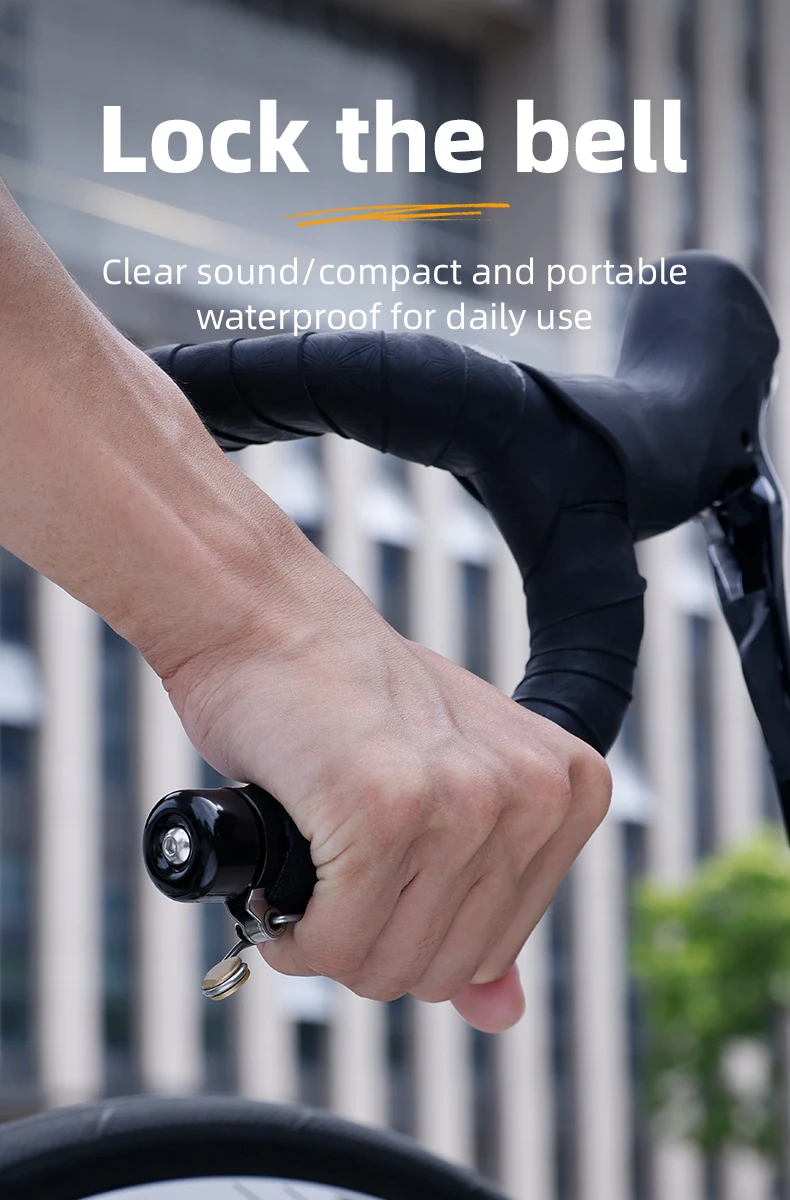 Rennradklingel, Lenker, blockierte Glocke, gebogener Lenker, blockierte Hörner, Warnglocke, Reitbar, Endglocke, Fahrradzubehör – Detail 1