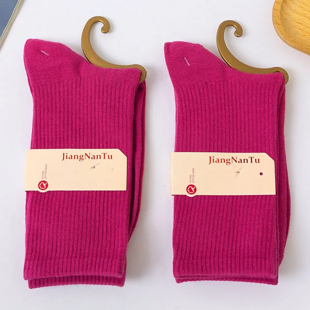 26 Solid Color Four Seasons Women's Socks Middle Tube Socks Candy Sock Cute Cartoon Girl Socks Pure Cotton Comfortable Home Sock 1 pair-014