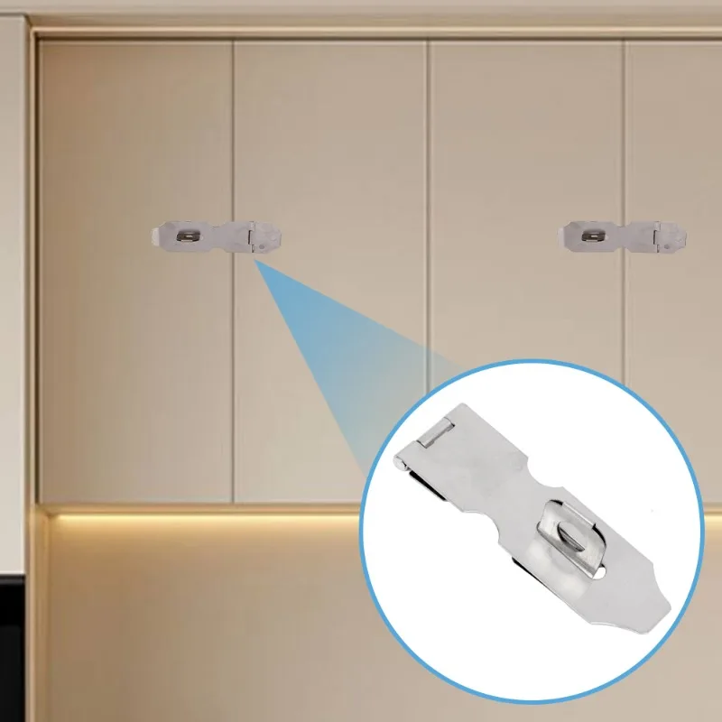 Door Lock Stainless Steel Door Lock Padlock Anti Theft Hasp Staple Shed Latch Burglar-proof Hardware for Wood Gate Household