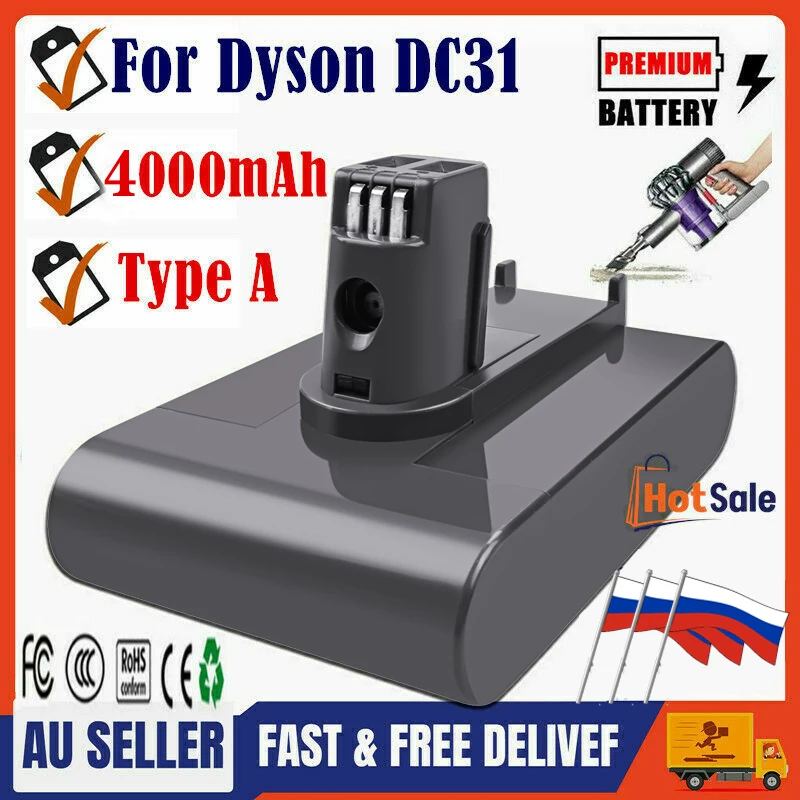 lanthaan Bank hoesten Stofzuiger 4000Mah Vervang Batterij Voor Dyson DC34 Type Een DC31 DC35 DC44  DC45 Dier Handheld Stofzuiger L70| | - AliExpress