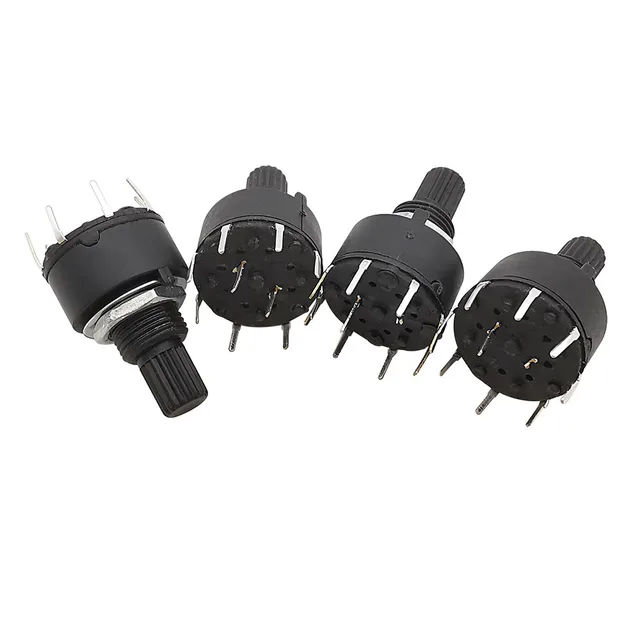 SR16 Plastic 16 MM Rotary Band Switch 1 Pole / 2 Pole 3 / 4 / 5 / 6 / 8 Position Handle Length 15MM Axis Band Switch 1