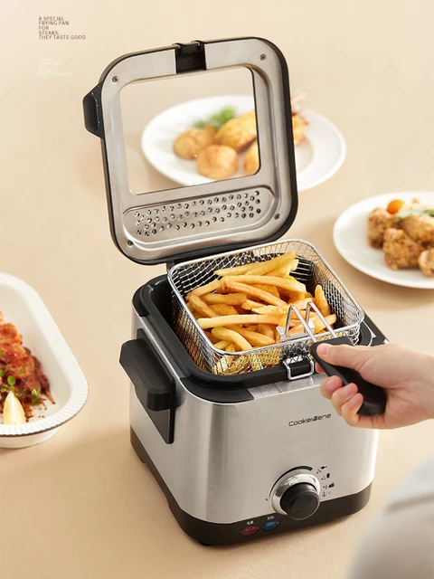 Stainless Steel Single Tank 1.5L Electric Deep Fryer Smokeless French Fries  Chicken Frying Pot Grill Mini Hotpot Oven EU US AU