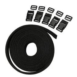 11 - Piece Nylon Webbing Strap Kit with Plastic Buckles for DIY Bag and Luggage Crafting (BLACK)
