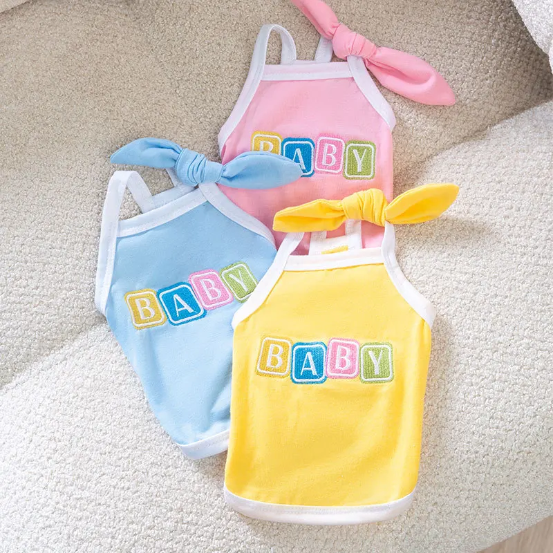 

Macaron Color Tie Bow Suspender Puppy Clothes Teddy Two-legged Vest Cute Dog Costume Candy Colored Pet Clothing